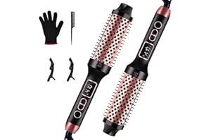 LOPEIE Upgraded Infrared Bounce Brush, Heated Thermal Round Brush with 5 Heat Settings & LED Display, 1.5 Inch lonic for Hair Straightener & Curling Wand, Dual Voltage, Blowout Look, Gifts for Women