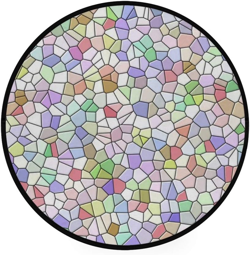Kuizee Round Doormat Abstract Sketch Lines Polyester Indoor Outdoor Non-Slip Water Absorption Living Room Bedroom Bathroom Kitchen Home Decor 36.16Inch