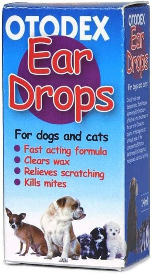 Otodex PetLife Ear Drops Cat Dog 14ml Kills Mites Wax Removal