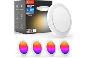 Lumary 13W Smart Flush Mount Ceiling Lights 5/6 Inch, RGBWW WiFi LED Disk Light, Color Changing 2700-6500K Dimmable Recessed Lighting, Surface Mount, Compatible with Alexa/Google Assistant-4Pack