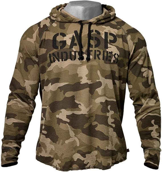 Amazon Gasp プルオーバーパーカー メンズ パーカー プリント ロゴ 長袖 フィットネスウエア メンズ トレーニング 迷彩 カモフラ ブランド ガスプ M L Hirody Gp M 853 M グリーンカモ トレーナー パーカー 通販