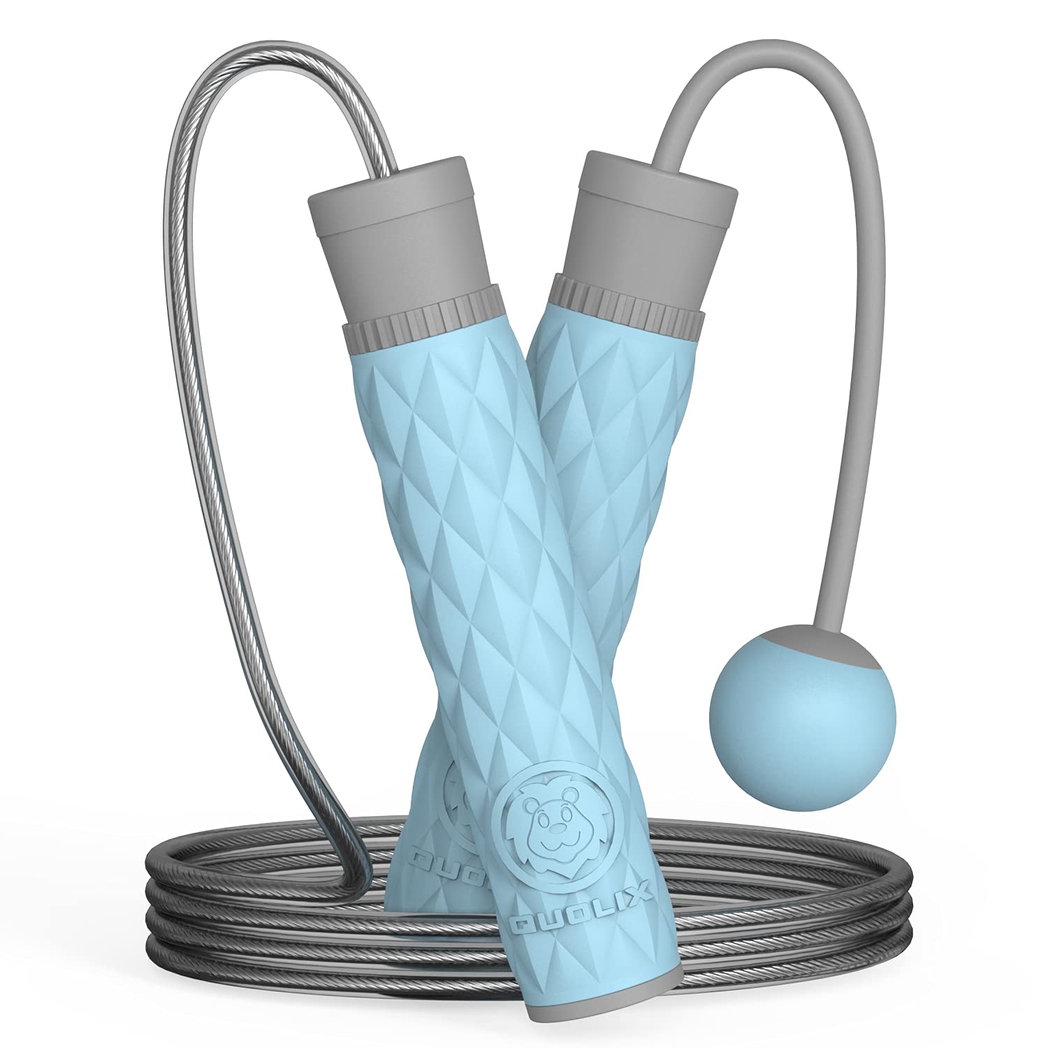 QUOLIX Ropeless Skipping Rope Adult Fitness with Anti-Slip Handle, Cordless Skipping Rope for Women and Men, Adjustable Jump Rope for Speed, Crossfit, Exercise, Gym, Workout, Sports, Indoor & Outdoor