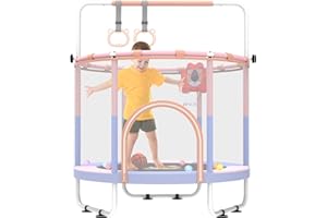 Blanketown 60" Toddler Trampoline with Safety Enclosure Net,Mini Trampoline for Kids Certified by ASTM USA,Toddler Trampoline Indoor 2-8 Year Old for Indoor, Lawn Garden