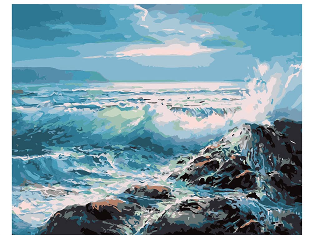 ABEUTY Paint by Numbers Kits Mountain River Without Frame, DIY Number Painting Canvas Wall Art 40x50cm (No Frame, River)