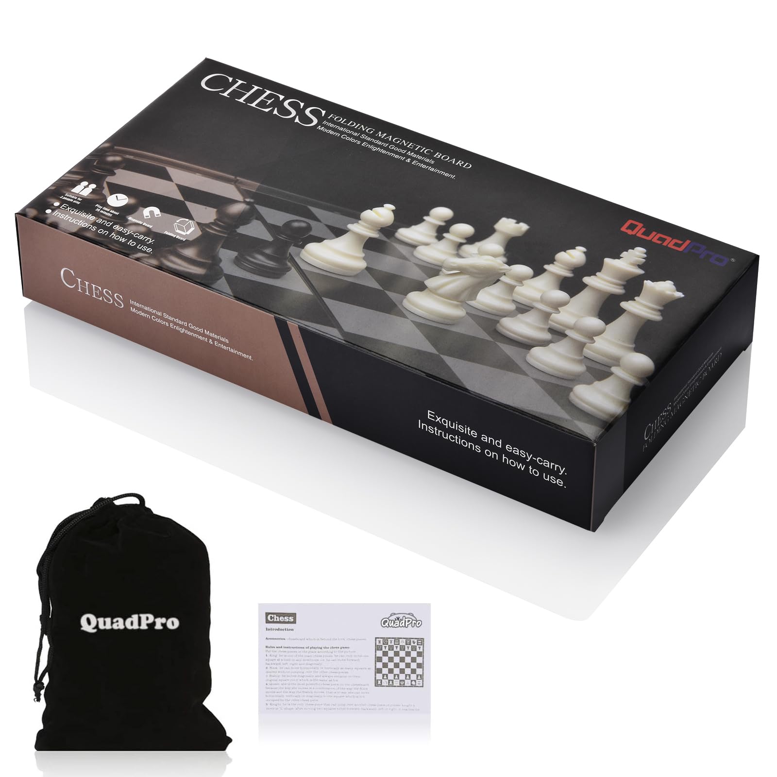 Magnetic Travel Chess Set 9.84 Inches with Folding Chess Board Educational Toys for Kids and Adults, 2 Players