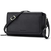 Peacocktion Crossbody Bags for Women RFID Wristlet Wallets Travel Vegan Leather Small Clutch Purses with Phone Pocket Zipper