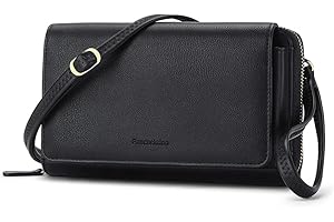 Peacocktion Crossbody Bags for Women, RFID Wristlet Wallets for Women, Vegan Leather Clutch Purses with Phone Pocket Zipper