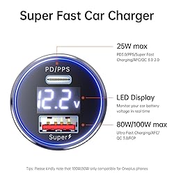 for One Plus Car Charger Super 100W 80W 65W Charge