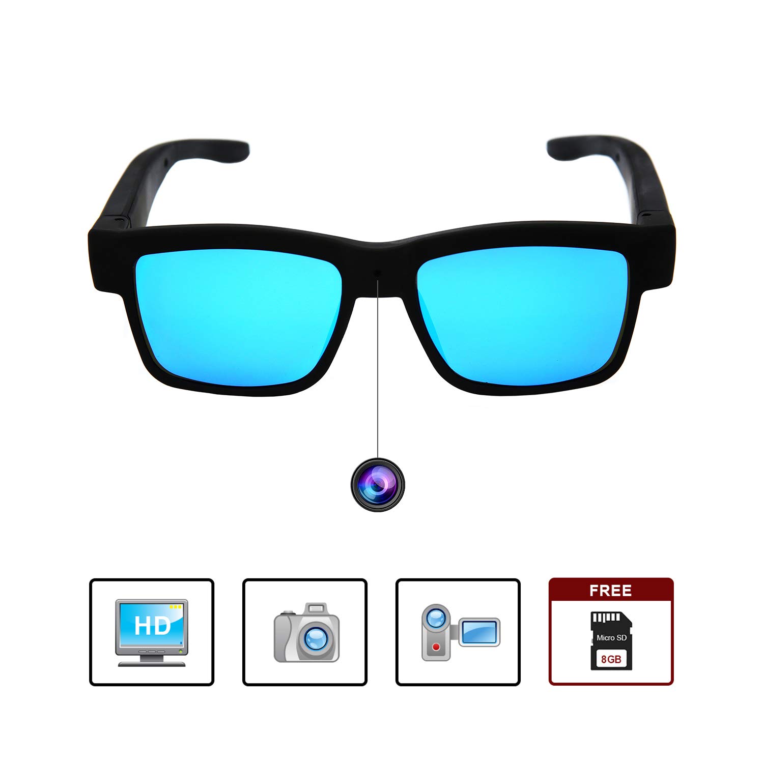 Sunglasses with Camera Comes with Free 16GB MicroSD Card 1080p HD Video