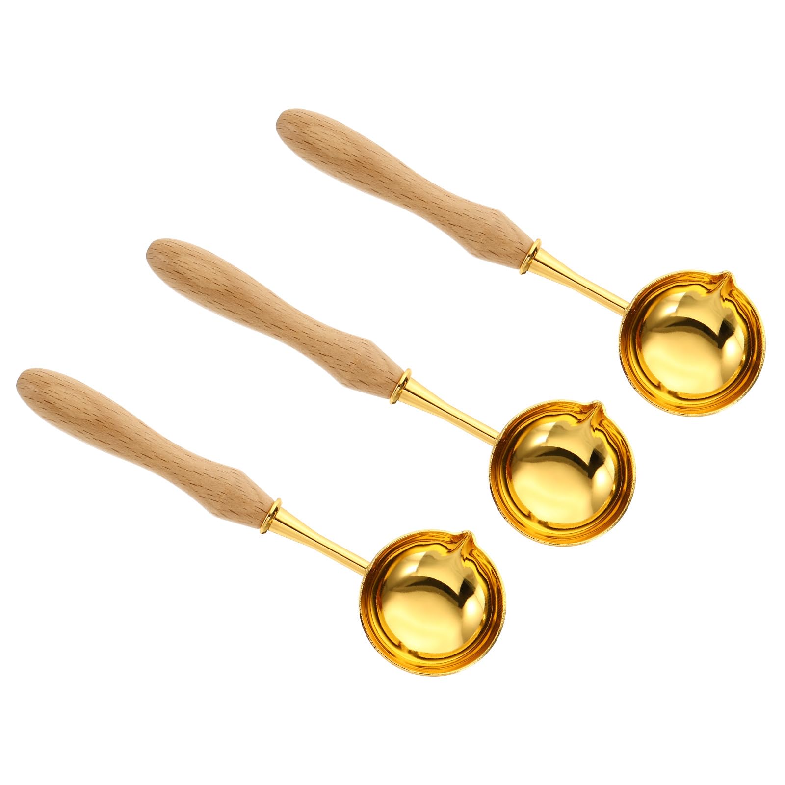 PATIKIL 5" Wax Seal Spoon, 3Pcs Wax Sealing Melting Spoon Brass Vintage Wooden Handle Wax Spoon for Wax Seal Stamp Envelope Art Craft Projects, Wood Color
