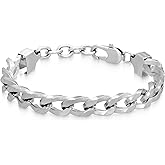 LUCKY2+7 Mens Bracelet Stainless Steel Adjustable Cuban Link Bracelets For Men,Trendy Jewelry Gifts For Husband Friend Dad SL-23