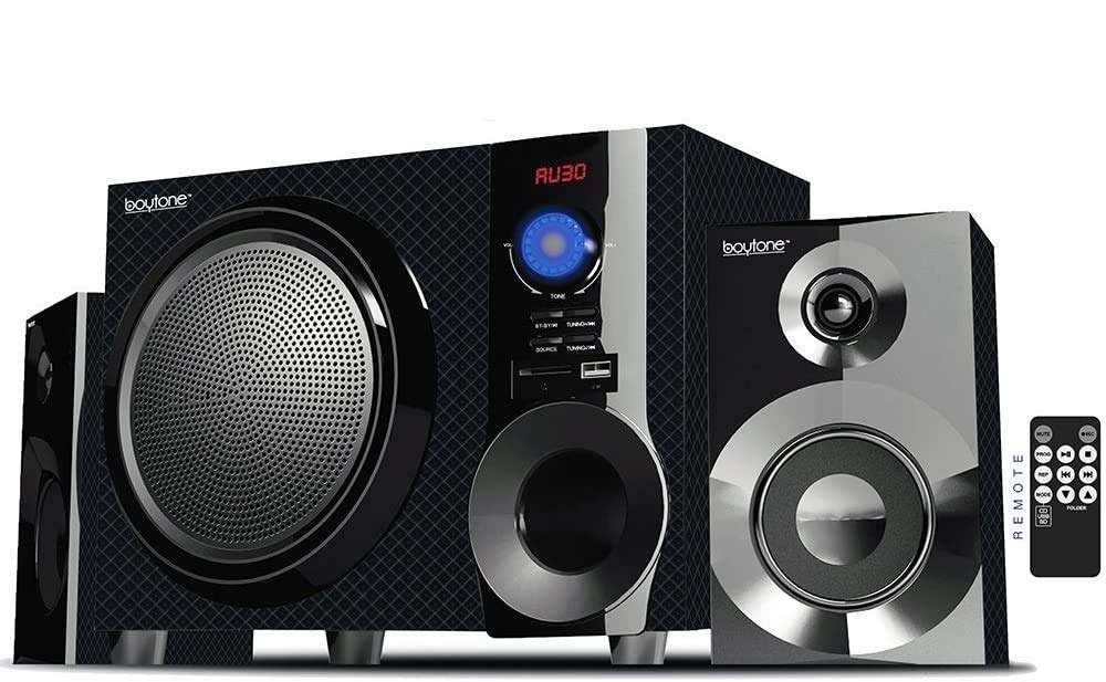 Boytone BT-210FD, unidad principal Bluetooth ultra inalámbrica, sonido potente con potente sistema de graves de 30 vatios, sonido claro de excelente calidad y radio FM, con puerto auxiliar de control remoto, (renovado)