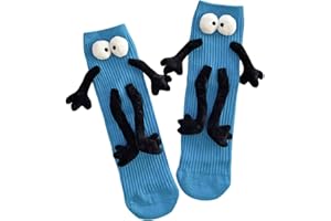 MAINESAKA Magnetic Holding Hands Socks For Kids Boy Girl Funny Novelty Socks 3D Doll Big Eyes Friendship Mid-Tube Socks 1-12T