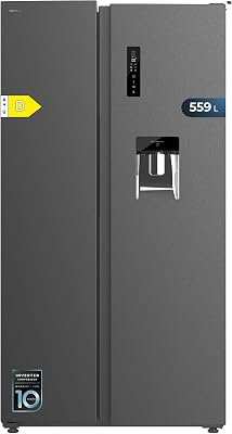 Frigorífico Americano de 559 Litros Bolero CoolMarket SBS 562 Dark D. 177 cm de Alto y 90 cm Ancho, Clase D, Sistema Multi Air Flow, Total No frost, Motor Inverter Plus