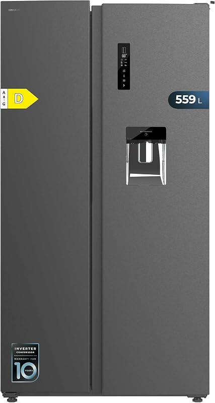 Frigorífico Americano de 559 Litros Bolero CoolMarket SBS 562 Dark D. 177 cm de Alto y 90 cm Ancho, Clase D, Sistema Multi Air Flow, Total No frost, Motor Inverter Plus