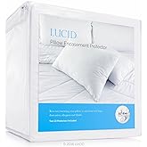 LUCID Mattress Zippered Encasement Pillow Protector-Waterproof Protection, King, White