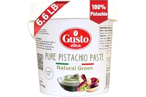 Gusto Etna 100% Pure Pistachio Paste – 3kg / 6.6 lb Bulk Tub – Unsweetened Italian Pistachio Butter, No Sugar, No Artificial Colors – Premium Nut Spread for Baking & Pastry – Product of Sicily