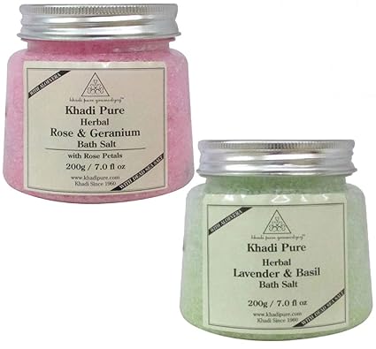 Khadi Pure Rose & Lavender Bath Salt, 200 g (Pack of 2)