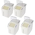 EonTone Pack-4 Ingredient Storage Bins (25 L Pack-2) (15 L Pack-2) with Wheels Seal Locking Lid PP