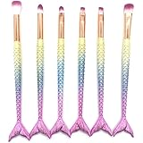 Susens 6pcs Makeup Powder Blush Brushes Cosmetic Make Up Tool Set Fish Tail Shaped Brush Sets