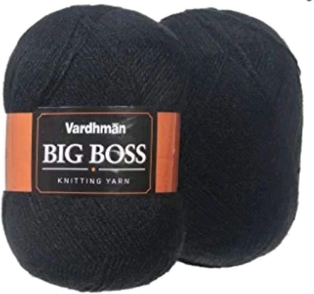 NTGS Bigboss (Black) 200 gm. Wool Ball Hand Knitting Wool/Art Craft, Needle Acrylic Knitting Yarn Thread Dyed Shade no-13
