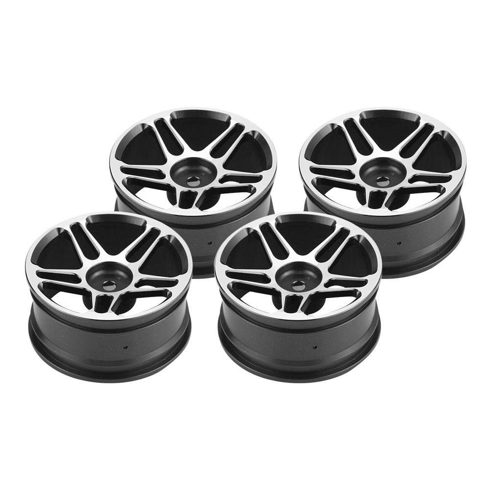 Dilwe RC Car Wheel Hubs, 4 Pcs/Set Aluminum Alloy Tire Tyre for 1:10 Drift Racing RC Car Accessory Parts (Black)