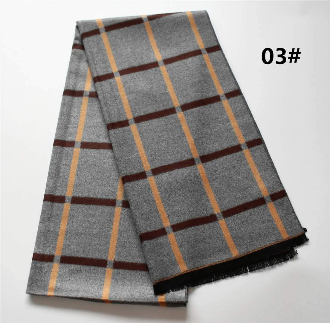 CHTIE Brushed Warm Soft Cashmere Feel Men\'s Scarf Winter (Beige Square)