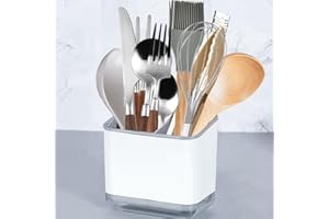 Cutlery Drainer, Utensil Holder Sink Caddy Dish Drying Rack, Kitchen Organizer Accessories for Flatware Silverware Chopsticks