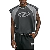 GORGLITTER Men's Y2k Cropped Tank Top Sleeveless Boxy Crop Tee Streetwear | Graphic Tees, Rave Outfits, Dolman Sleeve Oversized Tshirts, Vintage Hip Hop Cool Baggy Shirt