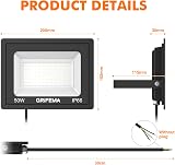 GRIFEMA 50W LED Floodlight Outdoor 5500LM 6500K IP66 Adjustable 180° view 2