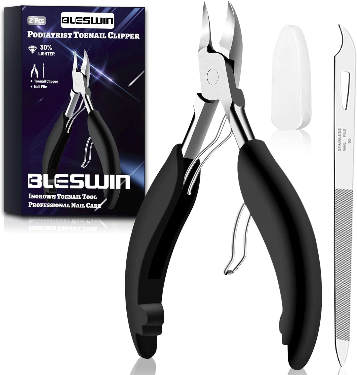 Toe Nail Clipper for Ingrown or Thick Toenails, Toenails Trimmer and Professional Podiatrist Toenail Nipper for Seniors with Surgical Stainless Steel Surper Sharp Blades Lighter Soft Handle