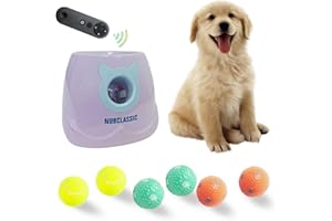 BESTHLS Automatic Dog Ball Launcher Interactive Tennis Ball Thrower Machine for Small Medium Dogs Fetching Distance 10-30ft (Purple, Remote Included)
