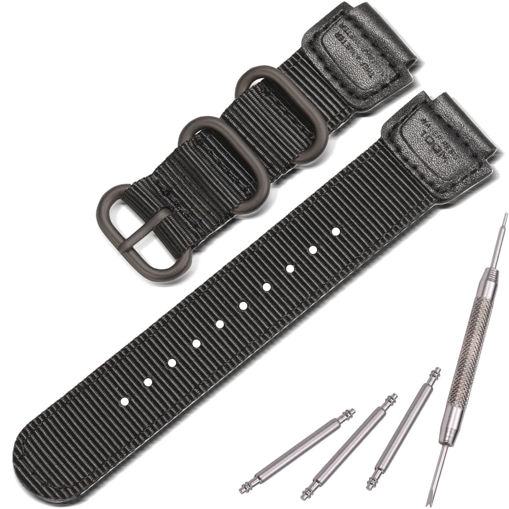 MCXGL A158WA Nylon Watch Strap Compatible with Casio F108WH A168WA-1 AE1200WH W800HG AE1500WH W218H MRW200H W735H AE-1300WH AE1000W WS1600H Replacement Watch band 18mm Leather Bracelet