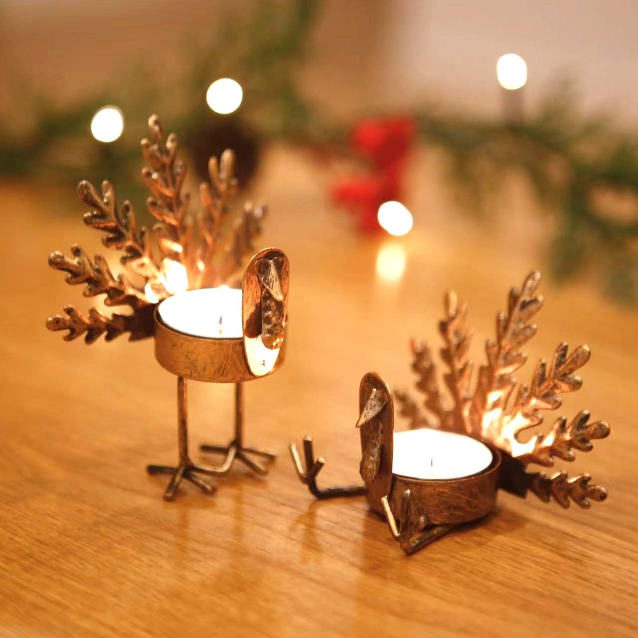 Candles & Holders - Kurala 6 Pack Metal Turkey Tea Light Candle Holders, Thanksgiving Decoration