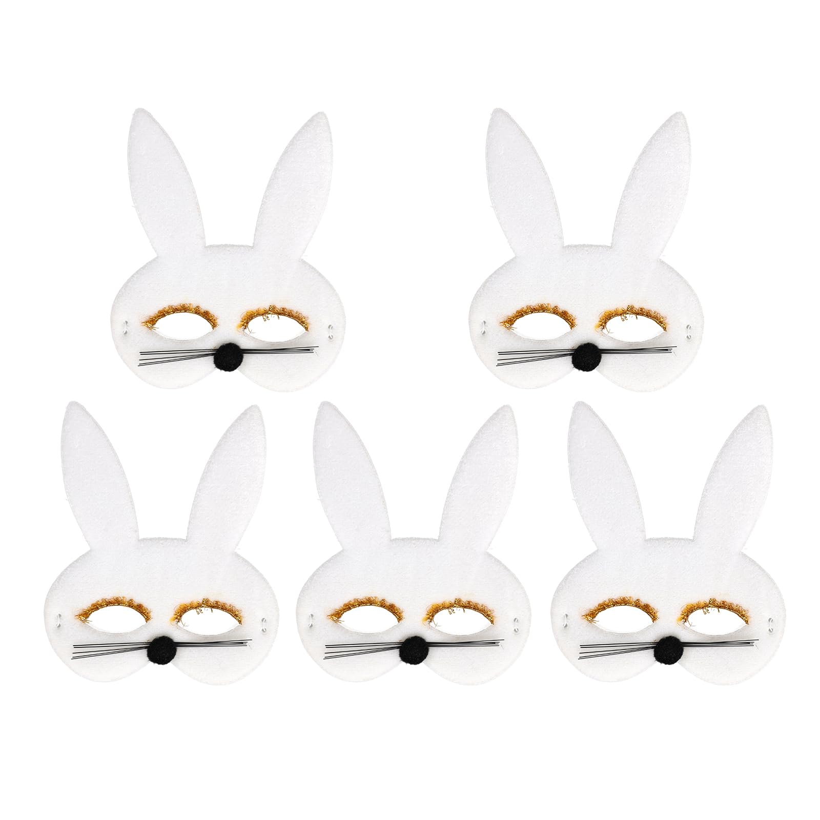 5 Pcs Animal Masks for Kids Halloween Easter Rabbit Face Mask Christmas Costume Props Mask Ball Carnival Cosplay Fancy Dressing Up Themed Party Program Perform Accessories Kids Eyemask with Bunny Ears