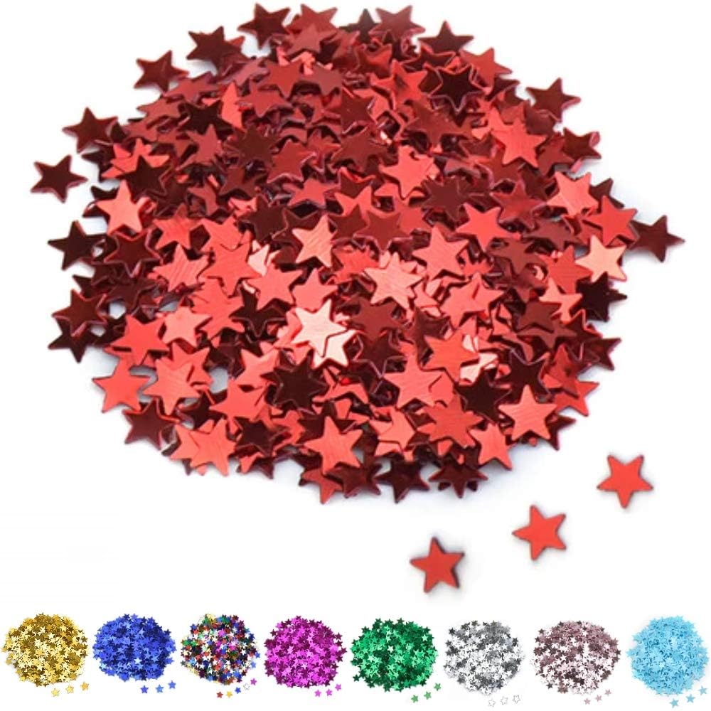DIWULI Elegant Star Confetti Red Star Confetti Acrylic Stars Confetti Table Decoration Glitter Birthday Wedding Theme Party Decoration Gift Decoration DIY Crafts