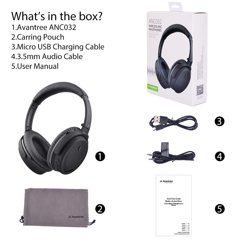 Avantree Active Noise Cancelling Bluetooth 4.1 Headphones with Mic,  Wireless/Wired Super Light Comfortable Foldable Stereo ANC Over-Ear Headset  for Cell Phone PC TV, Ambient Noise Reduction - ANC032 - Buy Online -  75895350