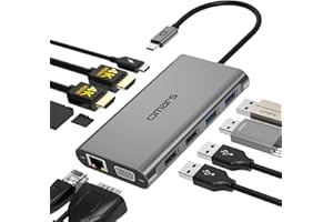 OMARS USB C Docking Station Dual Monitor, 11 in 1 USB C Hub Triple Display, USB C to Dual HDMI Adapter with Dual 4K, VGA, Ethernet, 100W PD, 4USB for M1/M2 MacBook Pro/Air Dell HP Surface Lenovo ASUS