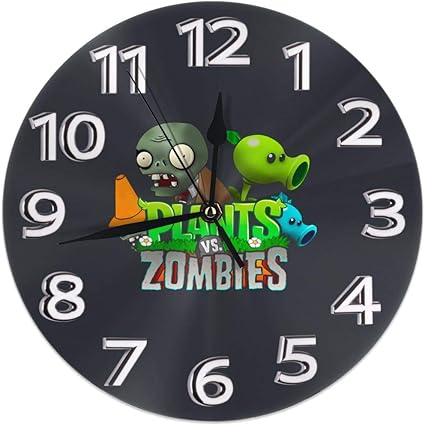 Amazon Co Jp 壁掛け デジタル時計 Plants Zombies 飾る時計 音無し 円形 おしゃれ ホーム キッチン