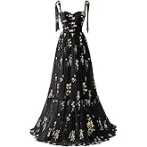 Maxianever Women's Tulle Prom Dresses Flower Embroidery Long Sweetheart Formal Evening Party Gowns