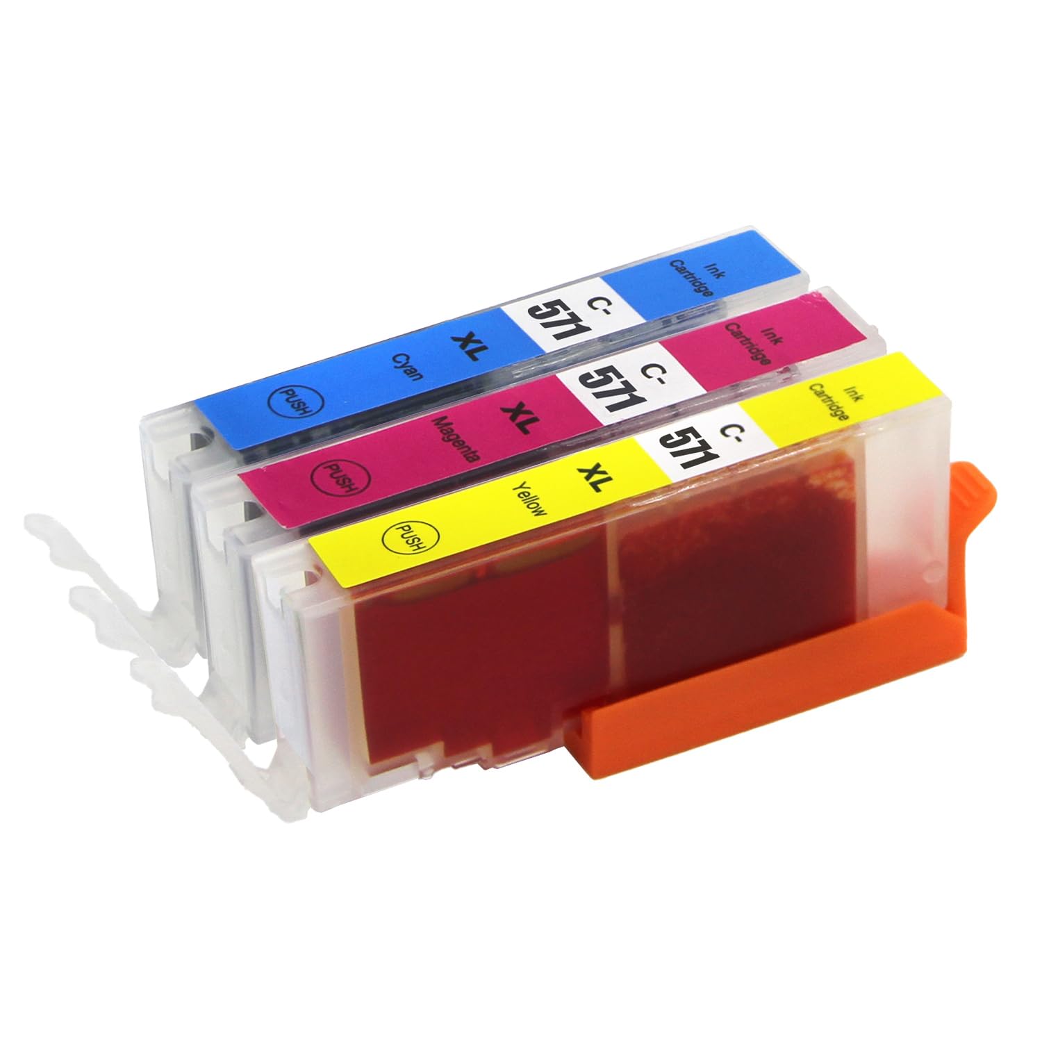 Go Inks® 1 C/M/Y Set of 3 Ink Cartridges to replce Canon CLI-571 Compatible/non-OEM for PIXMA Printers (3 Inks)
