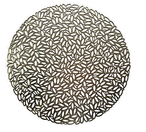 Wintop 15" Pressed Vinyl Non-Slip Placemats, Set of 6, Petal Silver