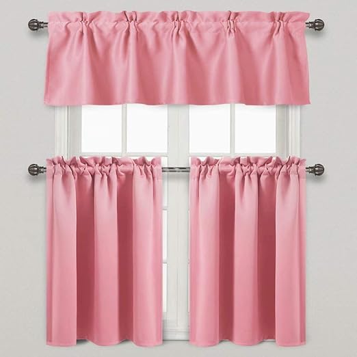 Amazon Com Dwcn Tier Curtains And Valance Set 3 Piece Rod Pocket
