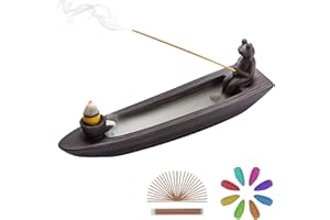ChangWanna Frog Incense Holder Waterfall - Ceramic Cone Backflow Incense Burner Smoke Fountain, Back Flowing Incense Diffuser with 45 Sticks & 12 Cones, Frog Ornament for Aromatherapy/Yoga/Home Decor
