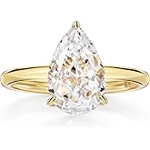 Michooyel 925 Sterling Silver 2ct Cubic Zirconia Engagement Ring for Women, Pear cut CZ Solitaire Promise Rings 18k Gold/Rhodium Plated Rings
