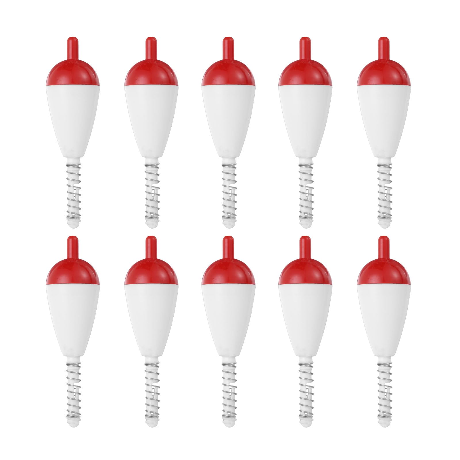 PATIKIL Fishing Float Bobbers, 10 Pack Hard ABS Oval Stick Spring Slip Bobber for Crappie Trout Bass Fishing, Red