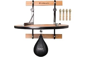 Afranti Heavy Duty Adjustable Speed Bag Platform Kit 24" + Speed Punching Ball (10"x7") Adjustable Height Wall Mount Professional Fitness Ball Boxing Reaction Training Kit