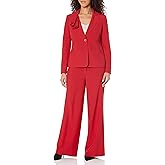 NIPON BOUTIQUE Women's Asymmetrical Ruffle 1 Button Jacket & Wide Leg Pant