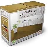 Retique It Tabletop Wood Finish Kit - Go Beyond Faux Wood with paintable Liquid Wood Primer and Stain - Graining Tools Included (Tabletop Kit, 65 Old Oak)
