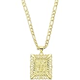 uxcell Initial Letter Pendant Necklace for Men Women, 20 Inch Stainless Steel Plated Square Capital Alphabet Pendant Chain Necklace (Gold, Letter M)
